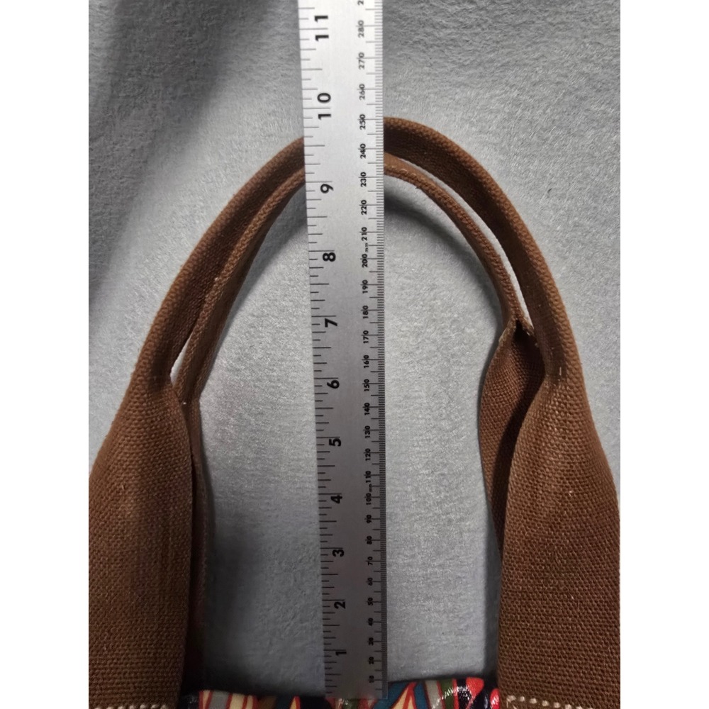 Fossil Key-Per Tote Bag Navy Blue Floral Coated Canvas Zip Top Shoulder Bag - Picture 3 of 10